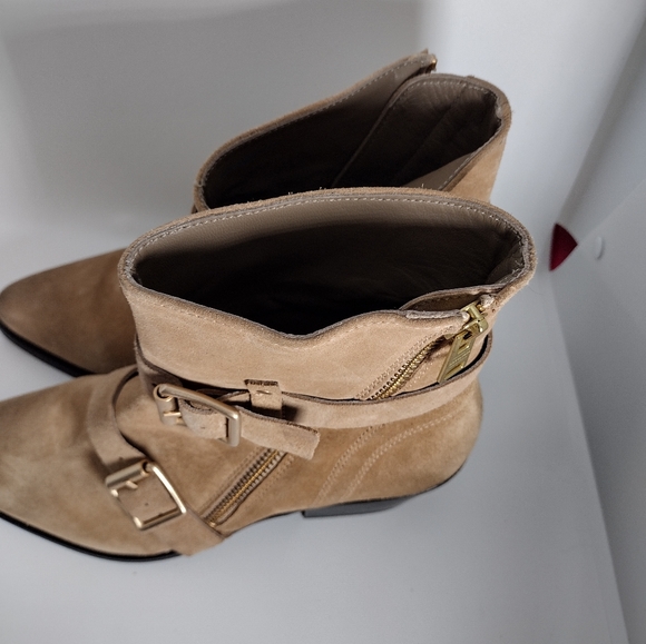 AllSaints Lior Suede Zip Bootie Desert Sand EU size 39 US Size 9 NWOB - Picture 8 of 15